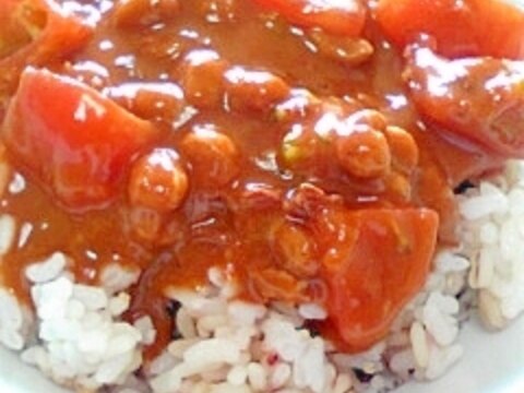 納豆の食べ方-トマト＆カレー♪